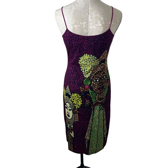 Custo Barcelona Vintage Y2K Slip Dress Size Large Mesh Overlay Magenta Purple - Picture 9 of 13